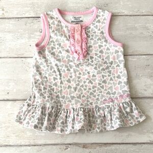 Calvin Klein 18m Baby Girl Sleeveless Tank Dress Peplum Top Gray Pink Hearts
